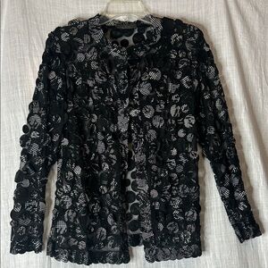 Kushi real leather on lace black & white jacket top